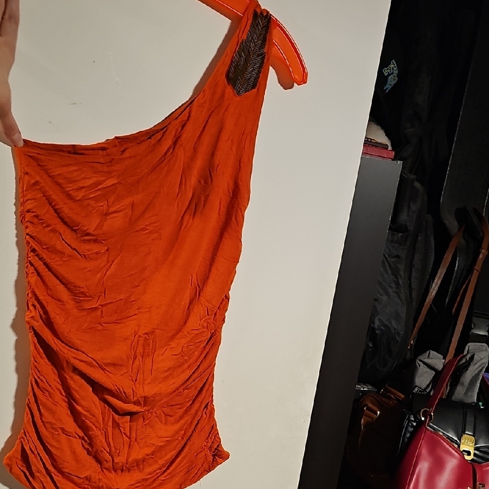 Elegant Orange One-Shoulder Top